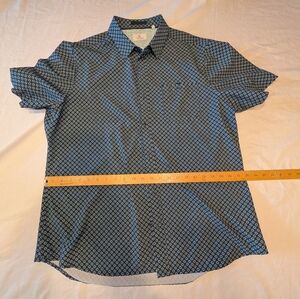 7 Diamonds Navy and White Short-Sleeve Geometric Button-Down Shirt